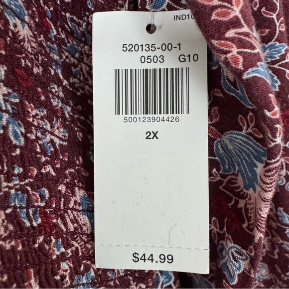 Old Navy Women Dress 2X Burgundy Floral Smocked Cottagecore Country Boho Prairie - Picture 6 of 15